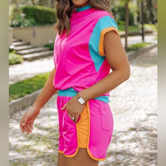 Neon Color‎ Block Short Set - Picture 4 of 9